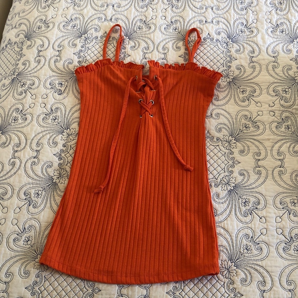 VENUS Vibrant Orange Lace-Up Camisole